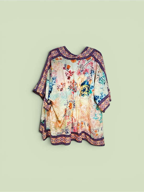 Tops - Tolani Floral Boho Short-Sleeve Women's Top in Multicolor